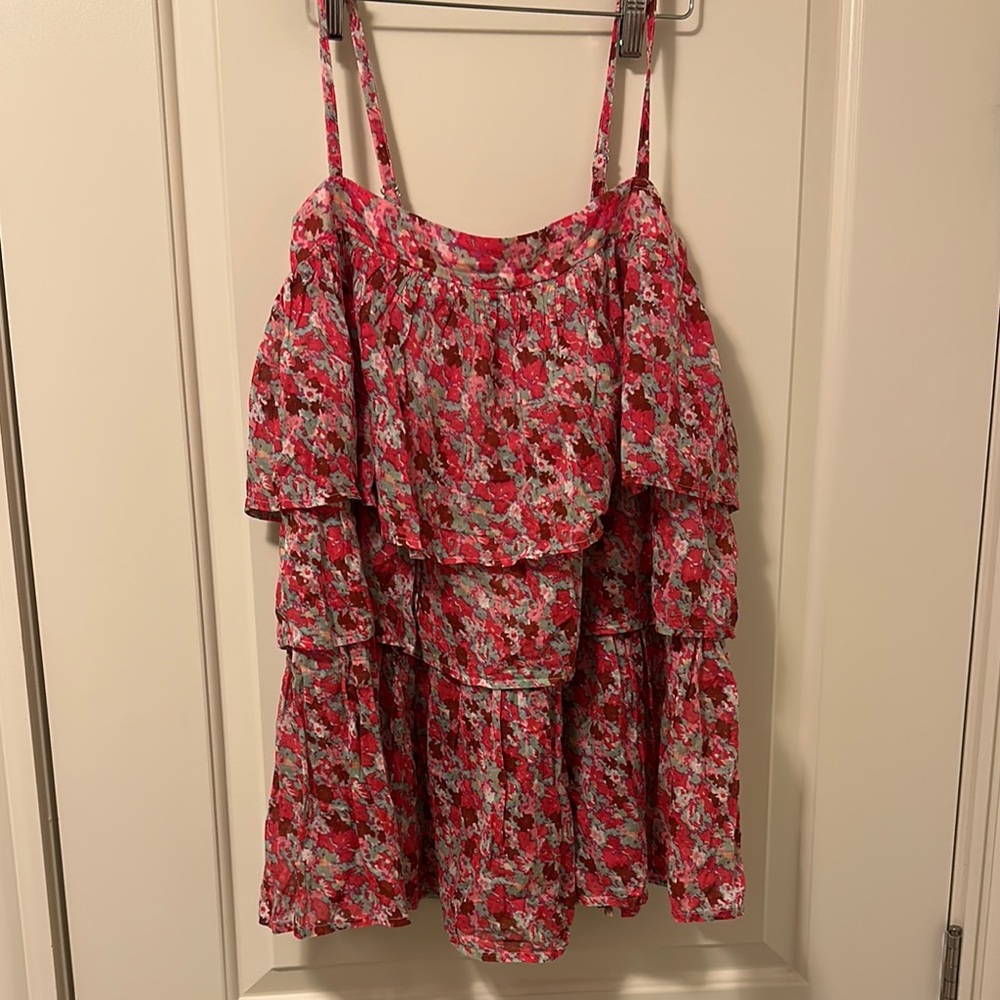 Free People Floral Mini Dress - Red and Pink size US M